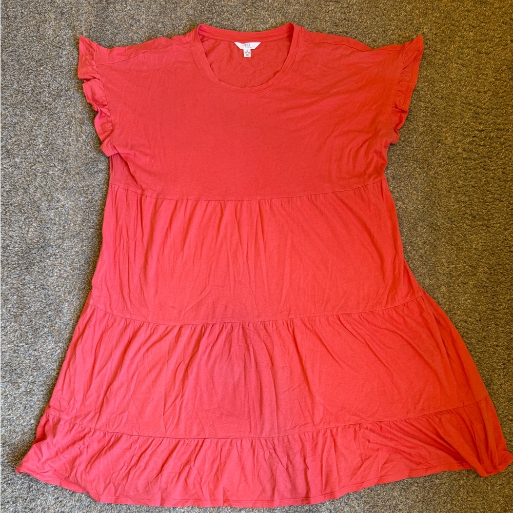 Coral knit tiered ruffle swing dress size XL
